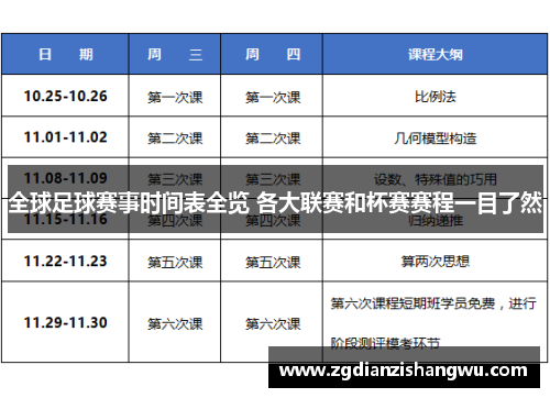 全球足球赛事时间表全览 各大联赛和杯赛赛程一目了然